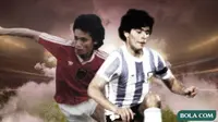 Zulkarnain Lubis dan Diego Maradona. (Bola.com/Dody Iryawan)