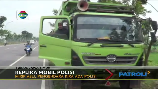 Replika mobil patroli dibuat agar para pengendara tidak memacu kecepatan tinggi kendaraan.