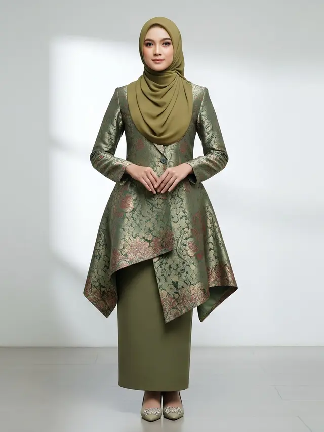 Gaya Hijab yang Cocok untuk Gamis Blazer Brokat/ Ilustrasi AI