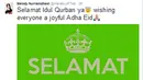 Melody JKT48 mengucapkan selamat hari raya Idul Adha. (via twitter/@melodyJKT48)