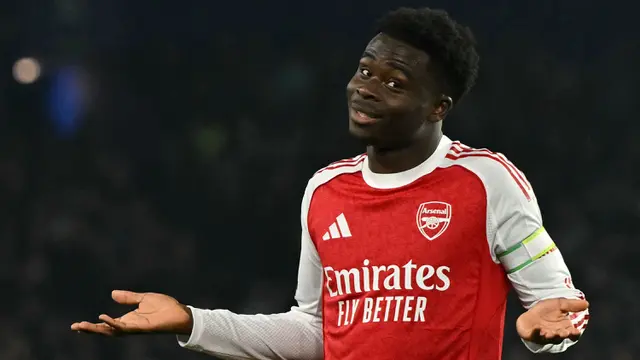 Foto: Gol Semata Wayang Bukayo Saka Perlebar Jarak Arsenal di Puncak Klasemen Liga Inggris
