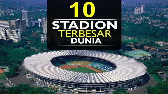 Video 10 stadion sepak bola terbesar di dunia versi TalkSport, di mana Camp Nou di posisi ke-5 dan  Stadion Gelora Bung Karno di posisi ke-8