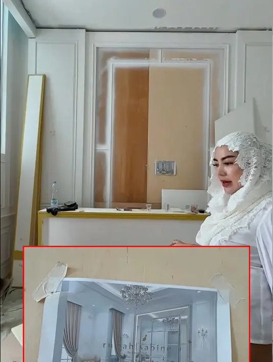 Saat Bella Shofie melihat-lihat rumah barunya, tampak masih ada beberapa tukang yang bekerja. Beberapa bahan juga masih terlihat berantakan. Potret berikut adalah ruang tamunya yang terlihat mewah. [Instagram/bellashofie_rigan]