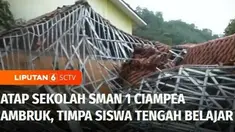 Di tengah hujan deras, atap ruangan laboratorium SMA Negeri 1 Ciampea Bogor, Jawa Barat, tiba-tiba ambruk menimpa para siswa yang tengah belajar di dalamnya. Empat dari delapan siswa yang terluka dilarikan ke rumah sakit.