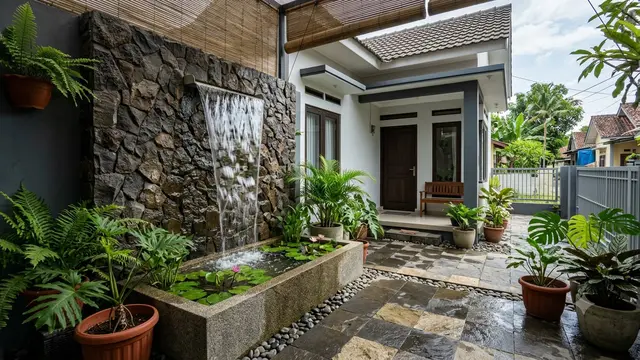 Desain Halaman Rumah Tanpa Tanah Terbuka yang Tetap Sejuk