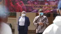 Bupati sekaligus Ketua Satgas Covid-19 Garut Rudy Gunawan saat melakukan launching program Proklamasi dalam upaya pencegahan dan pengendalian Covid-19 di Garut, Jawa Barat. (Liputan6.com/Jayadi Supriadin)
