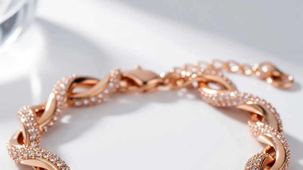 Gelang Emas Rose Gold Kombinasi Kristal Swarovski untuk Gaya Elegan Modern