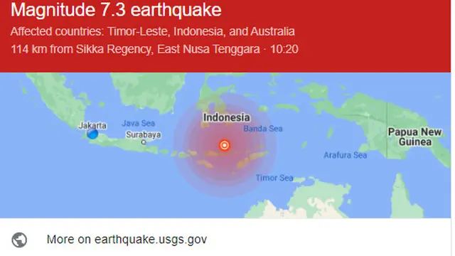 Gempa Larantuka, NTT. (Screenshot)
