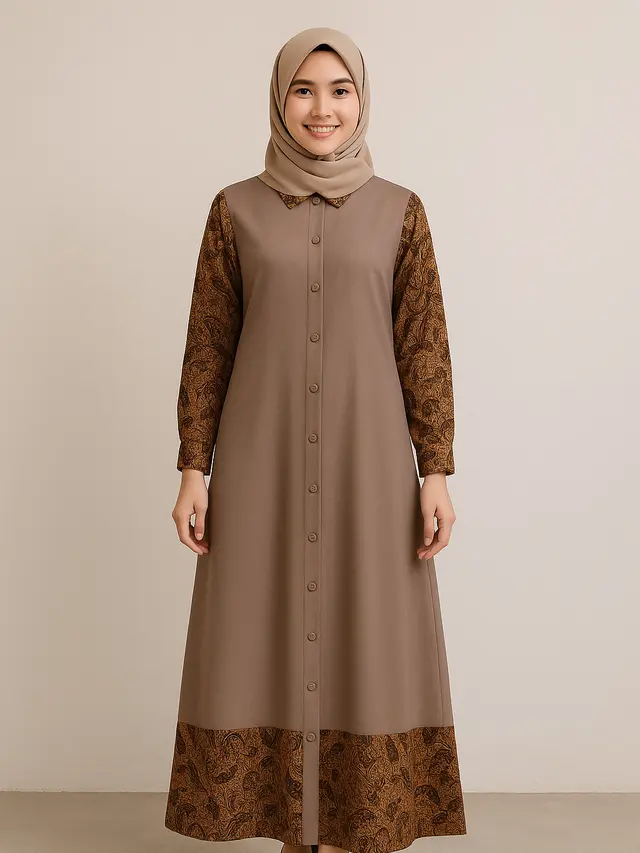 Model Gamis Batik Kombinasi Full Kancing Terpopuler 2025