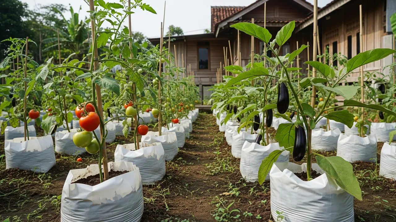 Model Kebun Polybag untuk Tomat dan Terong