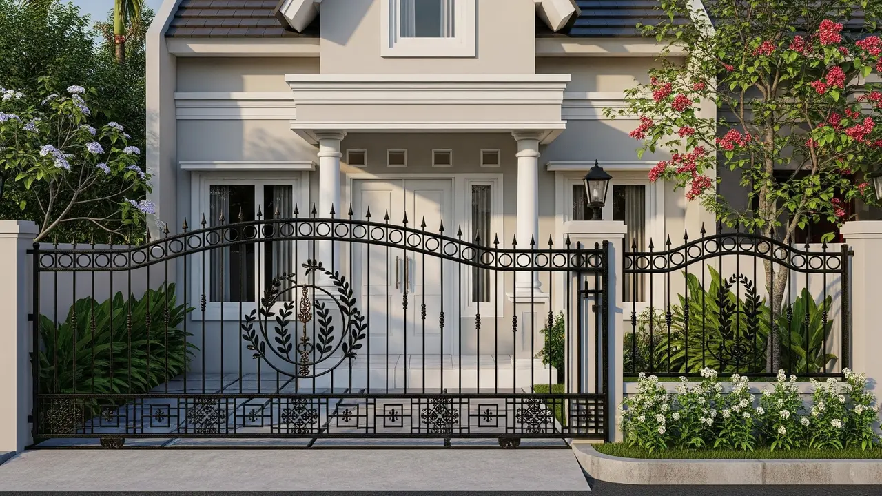 Model Rumah Sederhana dengan Pagar Depan Klasik