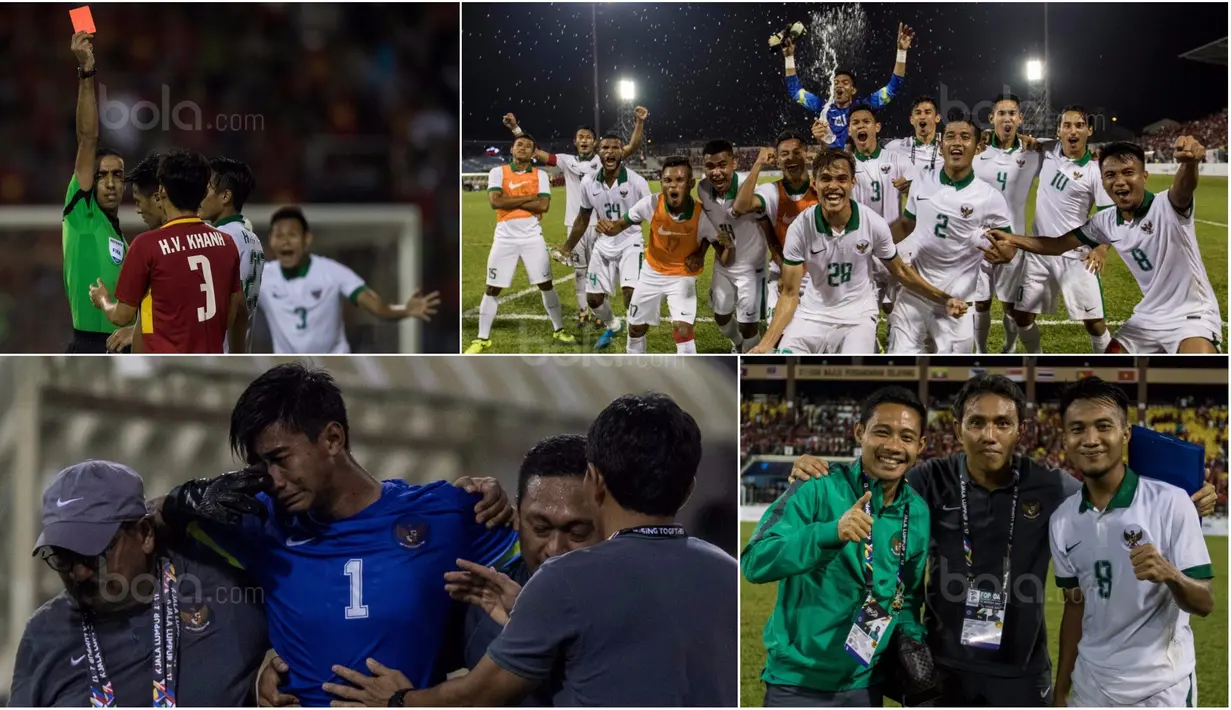 Berikut ini lima momen menarik Timnas Indonesia menahan imbang Vietnam 0-0 pada laga Grup B SEA Games 2017 Malaysia. (Bola.com/Vitalis Yogi Trisna)