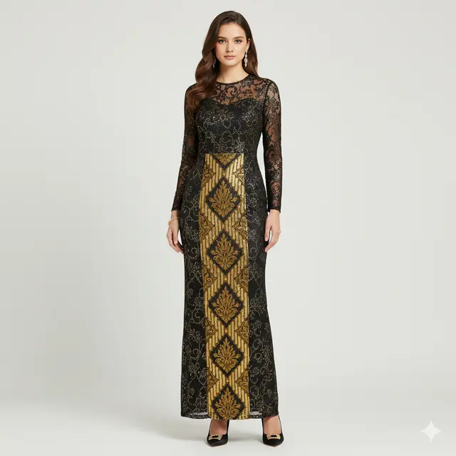 Model Dress Batik Brokat Warna Gelap Pilihan untuk Acara Formal. Gemini
