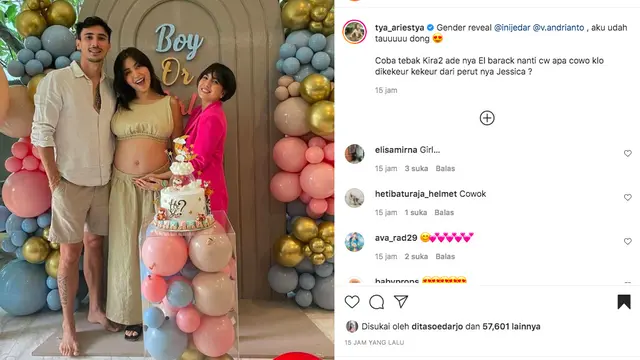 Jessica Iskandar dan Vincent Verhaag gelar acara reveal gender. (Sumber: Instagram/tya_ariestya)