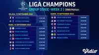 Link Live Streaming Matchday 2 Liga Champions 2022/2023 di Vidio, 13-15 September 2022