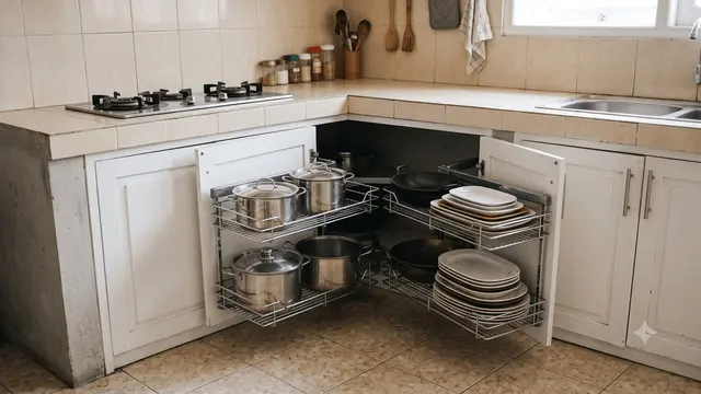 Inspirasi Dapur dengan Rak Piring Tarik