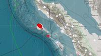 Gempa Magnitudo 5,8 mengguncang wilayah Sinabang Aceh, Sabtu malam (23/8/2025), pukul 19.24.53 WIB. (Liputan6.com/ Dok BMKG)