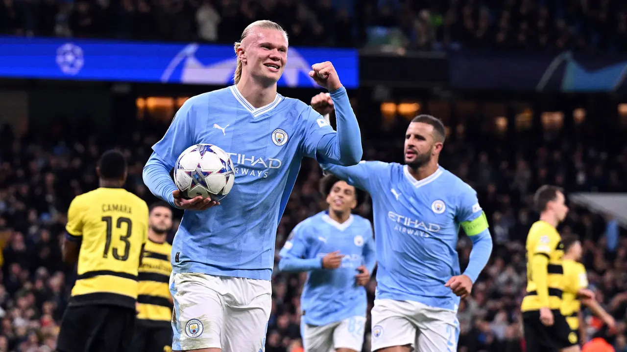 Foto: Haaland Cetak Brace untuk Bawa Manchester City Melangkah ke Babak 16 Besar Liga Champions