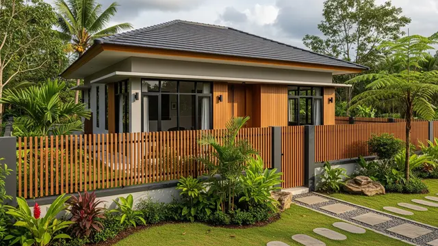 Desain Rumah Kecil Tapi Luas dengan Pagar Aluminium Motif Kayu/Ilustrasi gambar AI