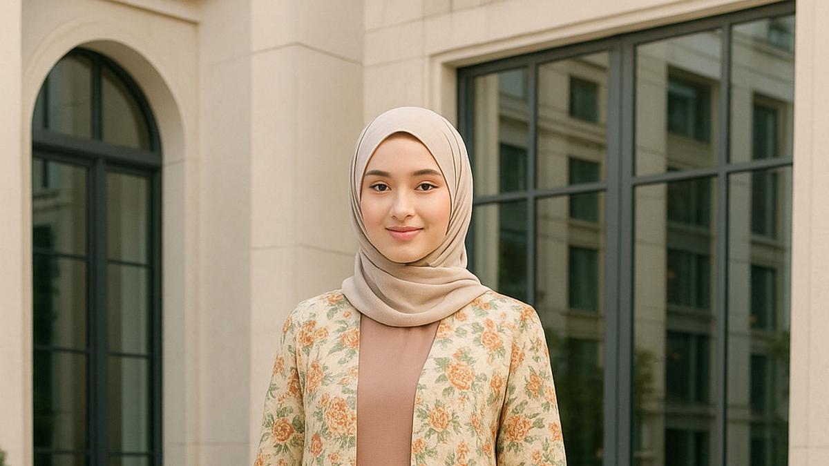 7 Model Gamis dengan Outer Motif Bunga