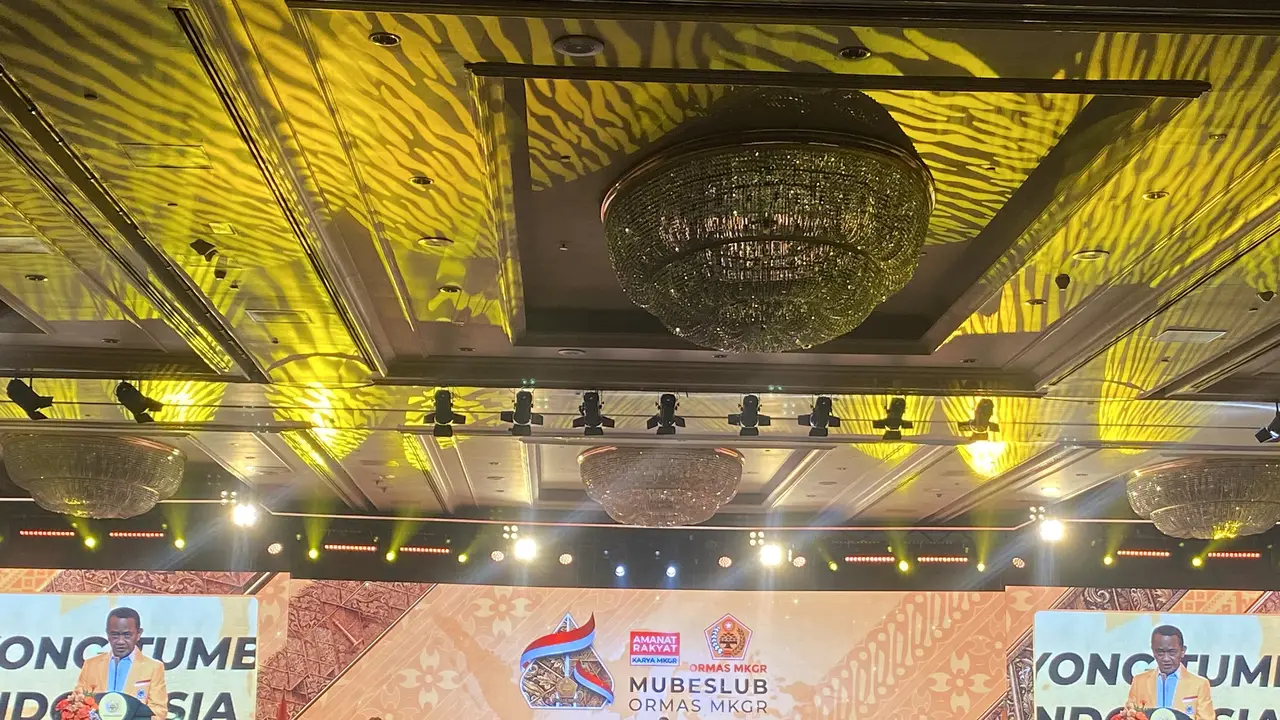 Bahlil saat menghadiri Musyawarah Besar Luar Biasa (Mubeslub) MKGR