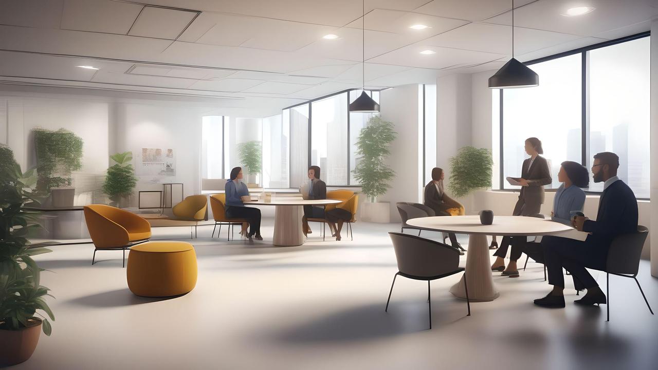 Ilustrasi karyawan, bekerja, rapat, suasana kantor. (Foto By AI)