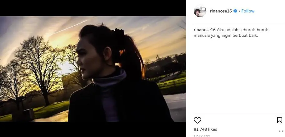 Rina Nose liburan di London (Instagram/@rinanose16)