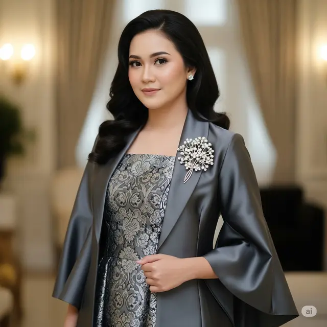 Dress Brokat Abu-Abu Tile