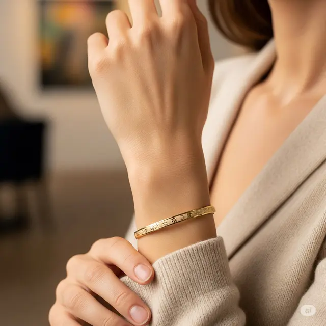 Gelang Bangle dengan Detail Ukiran Ringan