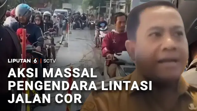Aksi Massal Pengendara Lintasi Jalan Cor