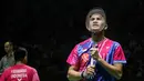 Ekspresi pebulu tangkis ganda putra Indonesia, Yeremia Erich Yoche Yacob Rambitan saat bertanding pada babak 16 besar Indonesia Open 2022 di Istora Senayan, Jakarta, Kamis (16/06/2022). Pramudya Kusumawardana/Yeremia Erich Yoche Yacob Rambitan dengan susah payah mengalahkan ganda putra China Taipe, Lee Yang/Wang Chi-Lin 3 set dengan skor 21-16, 17-21, 21-14. (Bola.com/Bagaskara Lazuardi)