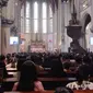 Misa Natal Keluarga di Gereja Katedral, Jakarta Pusat, Senin (25/12/2023). (Liputan6.com/Winda Nelfira)