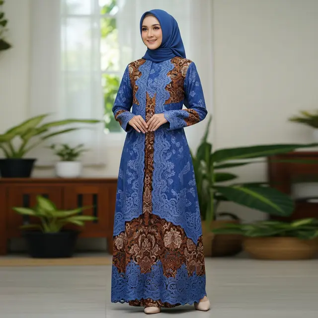 9 Model Gamis Batik Brokat Modern Terbaru 2025 untuk Pesta, Tampil Elegan