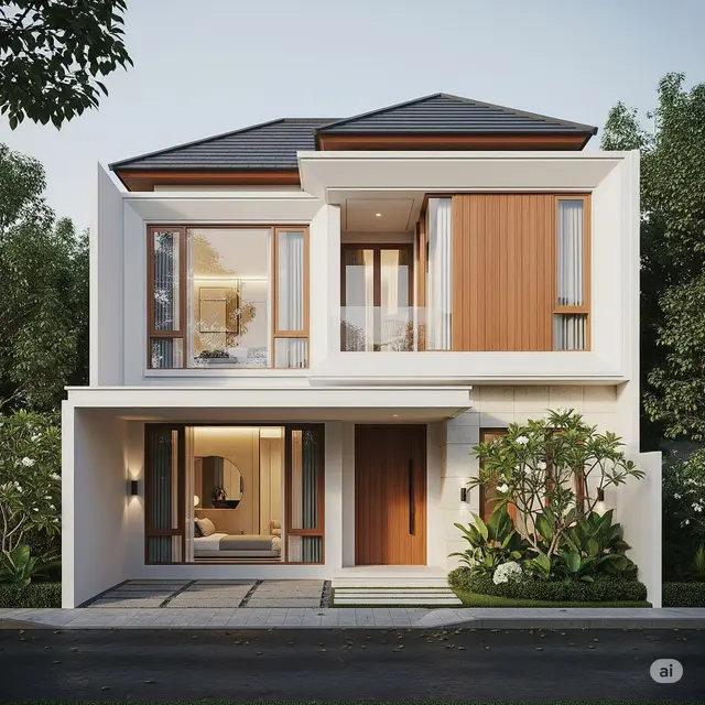 Minimalis Modern dengan Aksen Kayu