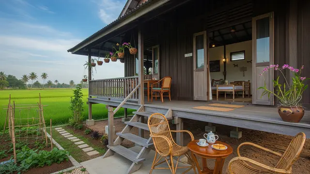 Model Rumah Kecil di Desa tapi Elegan dan Nyaman untuk Hidup Santai (AI)
