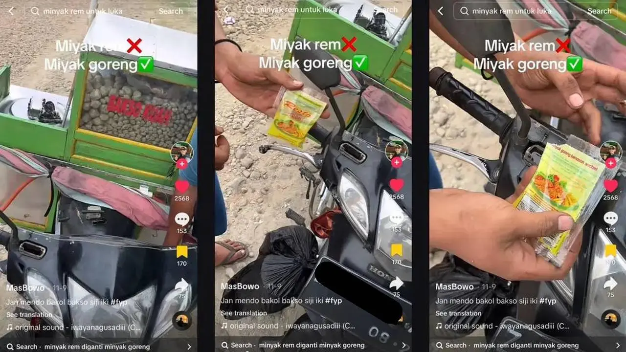 Minyak Goreng Gantikan Minyak Rem Pada Motor Tukang Bakso