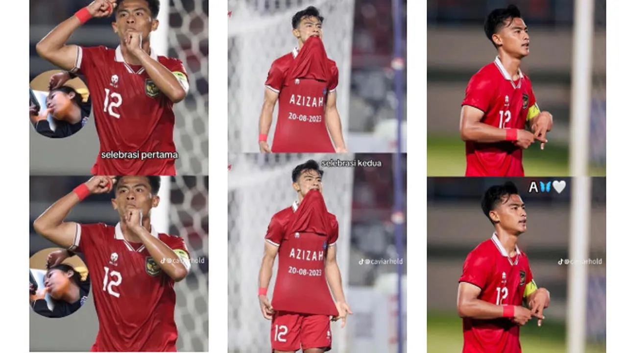 Selebrasi Pratama Arhan Bikin Kaum Hawa Meleleh, Pamerkan Kaus Dalam Bertuliskan Nama Azizah Salsha (Foto: TikTok @caviarhold)