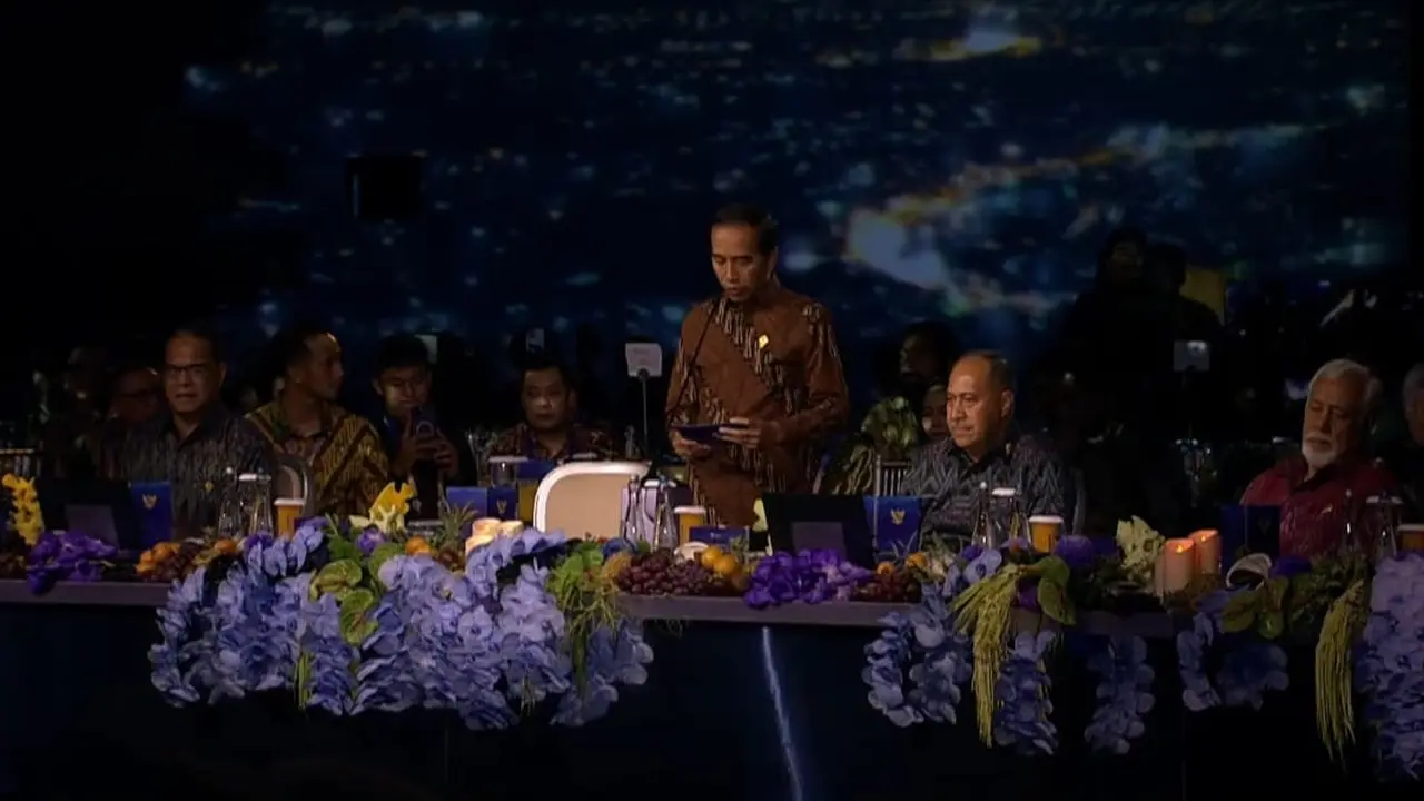 Presiden Joko Widodo (Jokowi) membuka galau dinner Konferensi Tingkat Tinggi (KTT) Archipelago and Island States (AIS) Forum 2023 di Bali. Jokowi mengucapkan selamat datang kepada para tamu delegasi yang hadir (Youtube Sekretariat Presiden)