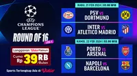Jadwal Liga Champions babak 16 besar leg 1 pekan kedua. (Sumber: Dok. Vidio.com)