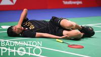 Pebulu tangkis tunggal putri Indonesia, Nandini Putri harus tunduk dari wakil Prancis, Yaelle Hoyaux di matchday kedua fase Grup A Piala Uber 2020 karena cedera. (Badminton Photo/Yves Lacroix)