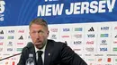 Pelatih Swedia memberikan keterangan kepada awak media setelah timnya kalah 0-3 dari Prancis pada babak 32 besar Piala Dunia 2026 di MetLife Stadium, New York, New Jersey, Amerika Serikat, Selasa (30/6/2026) waktu setempat atau Rabu (1/7/2026) dini hari WIB. Kekalahan tersebut mengakhiri langkah Swedia di Piala Dunia 2026. (KLY Sports/Hery Kurniawan)