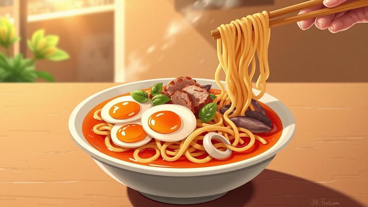 Siapa yang bisa menolak kelezatan mie instan? Namun, kamu harus tahu bahwa ada bahaya tersembunyi di balik mi instan jika dimakan setiap hari. Penting untuk mulai membatasi konsumsinya! (Ilustrasi by AI)