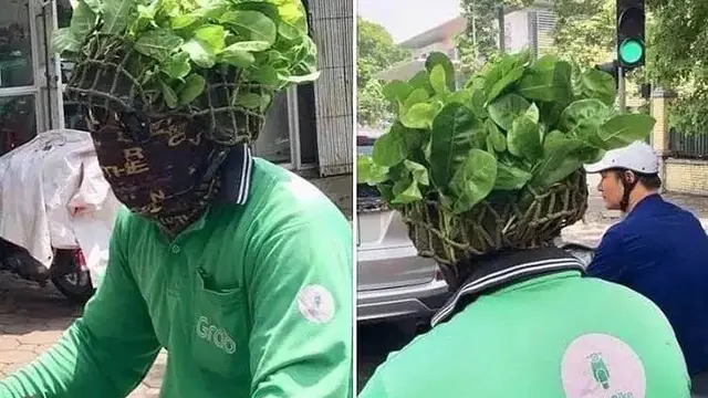 7 Potret Kocak Orang Pakai Rambut Palsu dari Tanaman Ini Absurd Banget