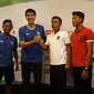 Pelatih Arema FC, Milan Petrovic (kedua dari kiri) bersama Widodo Cahyono Putro (Liputan6.com/Dewi Divianta)