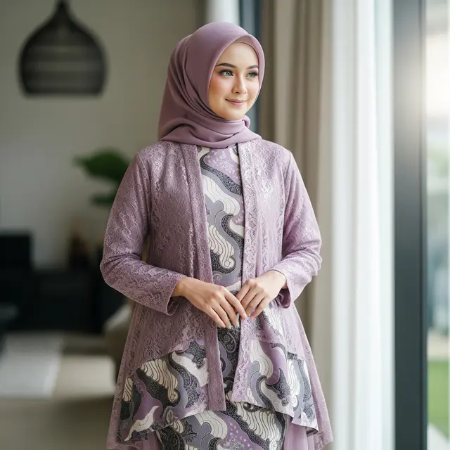 Gamis Batik Brokat Kekinian untuk Tren 2026 (Gemini AI)