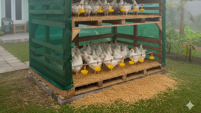 Contoh Kandang Ayam Broiler Skala Rumahan. AI