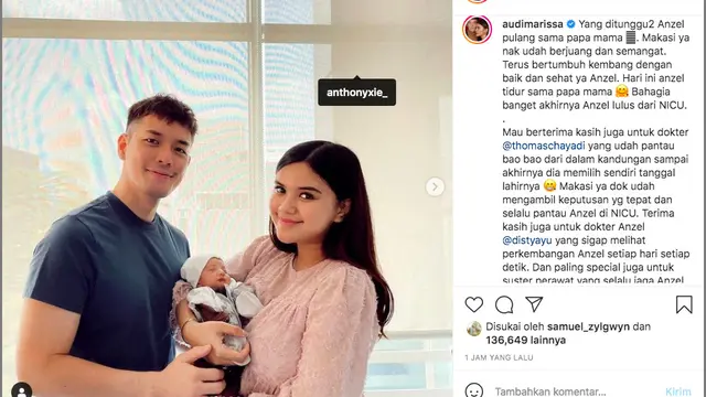 Audi Marissa dan Anthony Xie bersama buah hati (Sumber: Instagram/audimarissa)