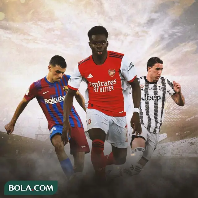 Ilustrasi - Pedri, Bukayo Saka, Dusan Vlahovic