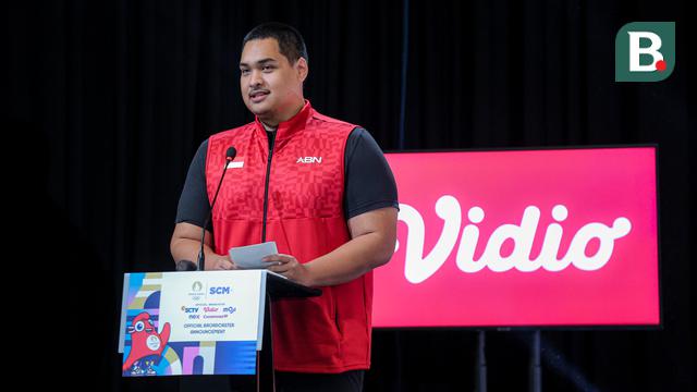 Menpora RI, Dito Ariotedjo, Official Broadcaster Announcement Olimpiade Paris di SCTV Tower, Jakarta Pusat, pada Rabu (19/6/2024) siang WIB.