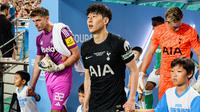 Pemain Tottenham Hotspur, Son Heung-min memasuki lapangan pertandingan menjelang laga persahabatan pramusim melawan Newcastle di Seoul World Cup Stadium, Seoul, Korea Selatan, Minggu (03/08/2025) waktu setempat. (AFP/Anthony Wallace)